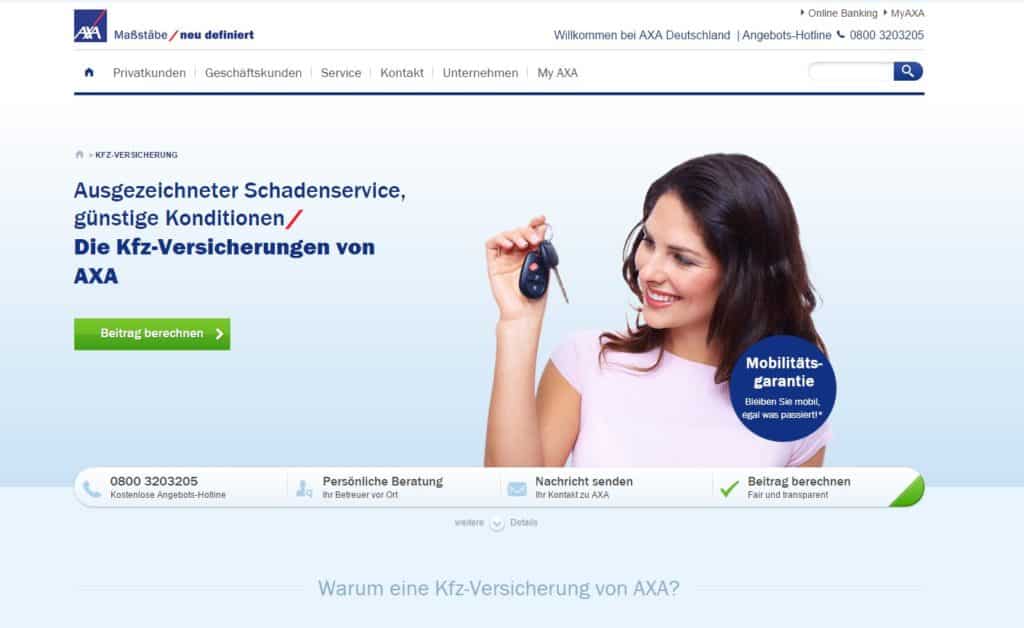 Webseite von AXA